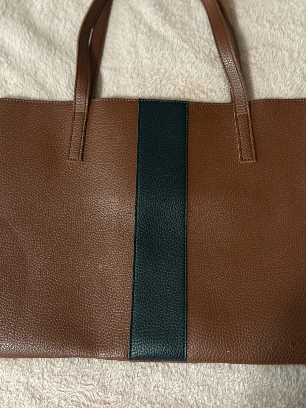 Vince Camuto Brown Pebbled Tote Laptop Bag Large Minimalist Work Tote